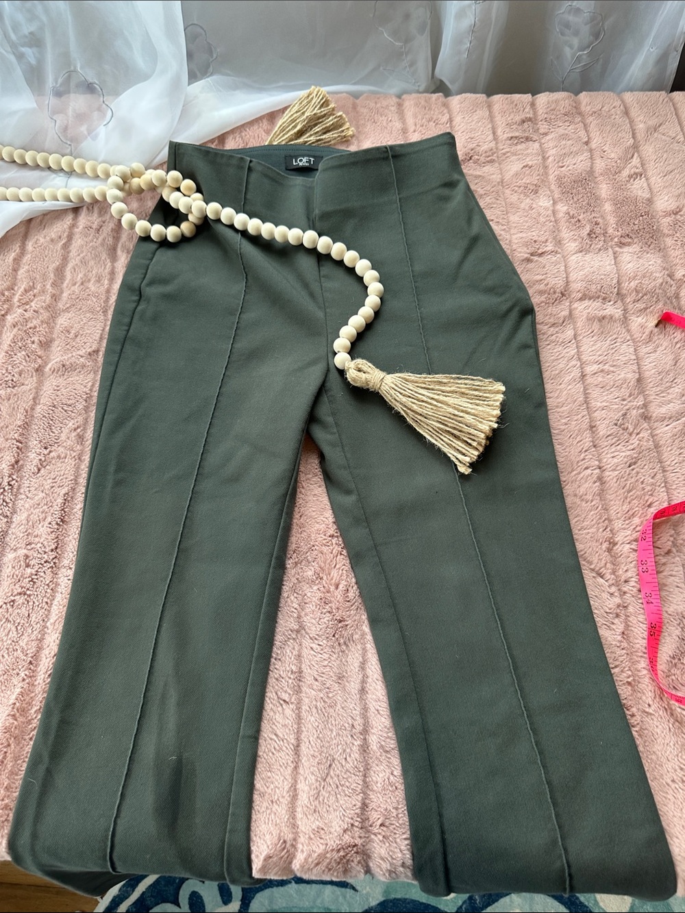 LOFT Olive Green Ponte Pull-On Straight Trousers